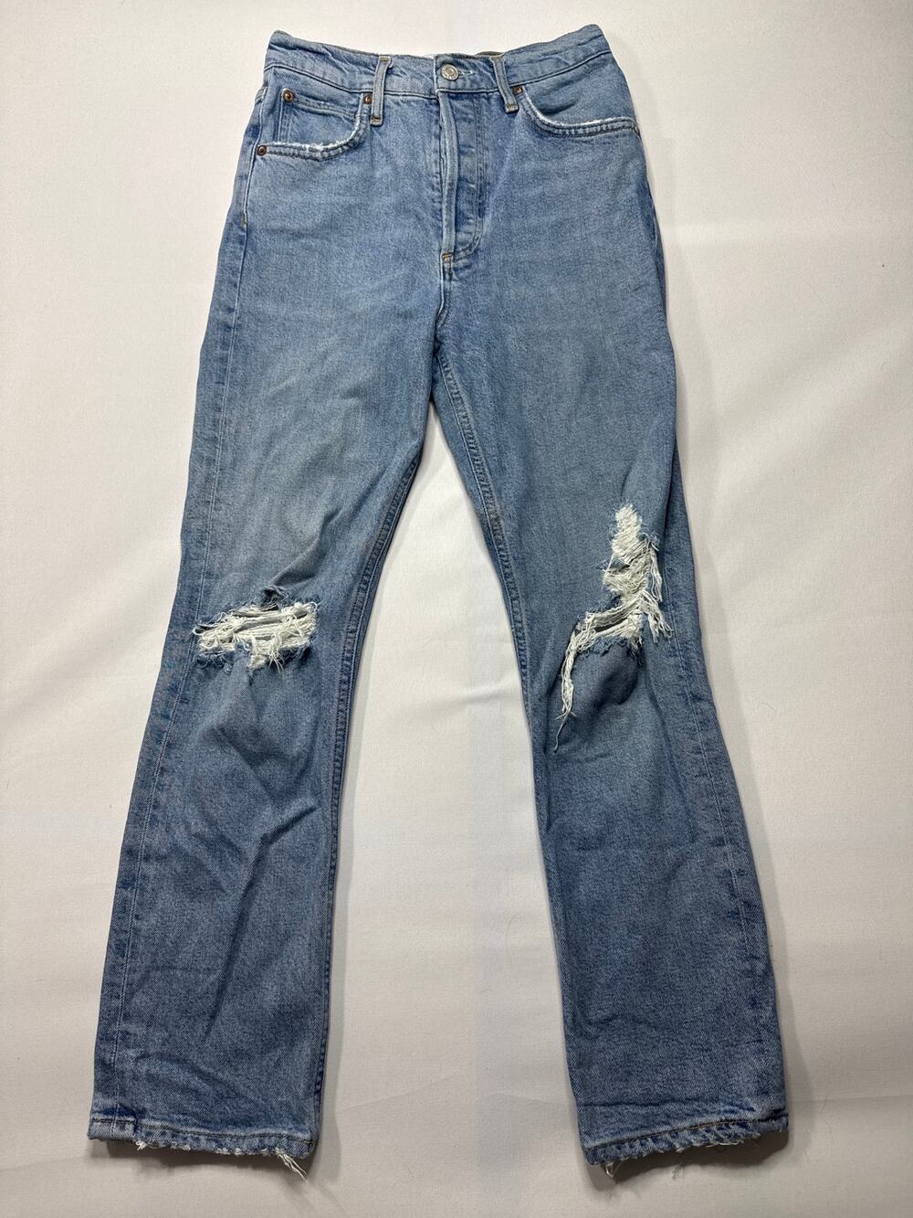 Agolde Women's Riley Button Fly Straight Leg Blue Jeans - Size 25 (23x25)